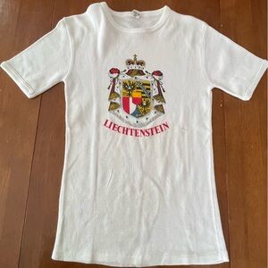 🇱🇮🇱🇮🇱🇮Vintage 80s single-stitch Liechtenstein cotton  t-shirt white large